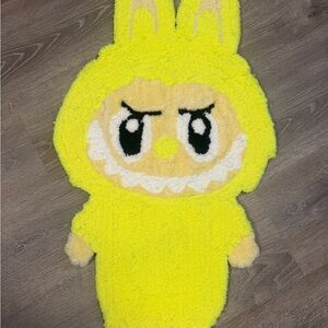 💛 Custom Labubu Inspired Handmade Rug | Neon Yellow | Cute Art Floor Decor